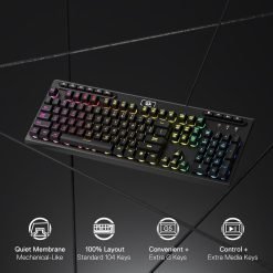 Redragon K513 RGB Membrane Gaming Keyboard Standard 104 Keys Linear Mechanical-Feel Keyboard 5 Extra On-Board Macro G Keys, Dedicated Media Control 9 Redragon K513