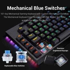 Alternative view of Redragon K588 Broadsward RGB Mechanical Gaming Keyboard TKL with Programmable Keys Macro Recording Blue Switches with Detachable Palm Rest & USB-C USB for Windows PC