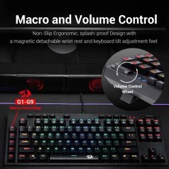 Redragon K588 Broadsward RGB Mechanical Gaming Keyboard TKL with Programmable Keys Macro Recording Blue Switches with Detachable Palm Rest & USB-C USB for Windows PC 7 Redragon K588