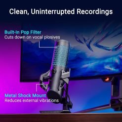 Alternative view of ASUS ROG Carnyx USB RGB Gaming Microphone 192kHz/24-bit, Cardioid, high-Pass Filter, Built-in pop Filter, Metal Shock Mount, one-Touch Mute