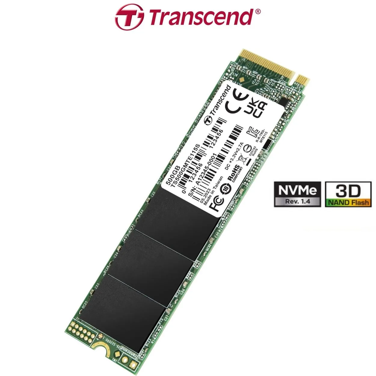 Transcend MTE115S 2TB NVMe Internal SSD Gen3 x4 PCIe M.2 2280 Up to 3,200MB/s 1 Transcend MTE115S 500GB