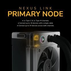 Alternative view of HYTE Thicc Q60 280mm Digital CPU Liquid Cooling System with 5” Ultra slim HD Display with 42 Pixel qRGB LEDs – High-Performance Dual Pumps and 240x52mm Radiator
