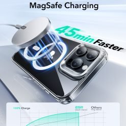 Alternative view of ESR iPhone 16 Pro Max Classic Hybrid Case with Stash Stand with HaloLock featuring military-grade protection and a built-in kickstand for stable viewing