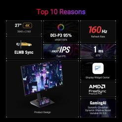 Alternative view of ASUS ROG Strix XG27UCS 27 inch 160Hz 4K USB Type-C Gaming Monitor 4K UHD (3840x2160) 1ms (GTG), Fast IPS, Extreme Low Motion Blur Sync, USB Type-C DisplayWidget Center