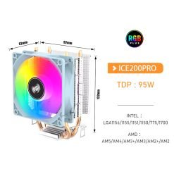 Alternative view of Aigo ICE200 Pro CPU Air Cooler PC Radiator Cooling 3PIN PWM Silent Rgb Fan For Intel 1700 1150 1155 1156 1366 AM2/AM3/AM4 AMD