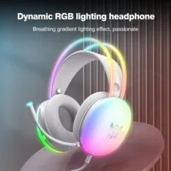 Alternative view of ONIKUMA X25 RGB Wired Gaming Headset White 3.5mm with USB Powered RGB Lightening