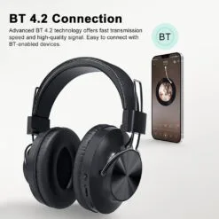 NIA S4000 Wireless BT Over the Ear Hi-Fi Stereo Headphones with Memory Card Player FM Radio Aux In 4 In 1 Headsets 9 NIA S4000