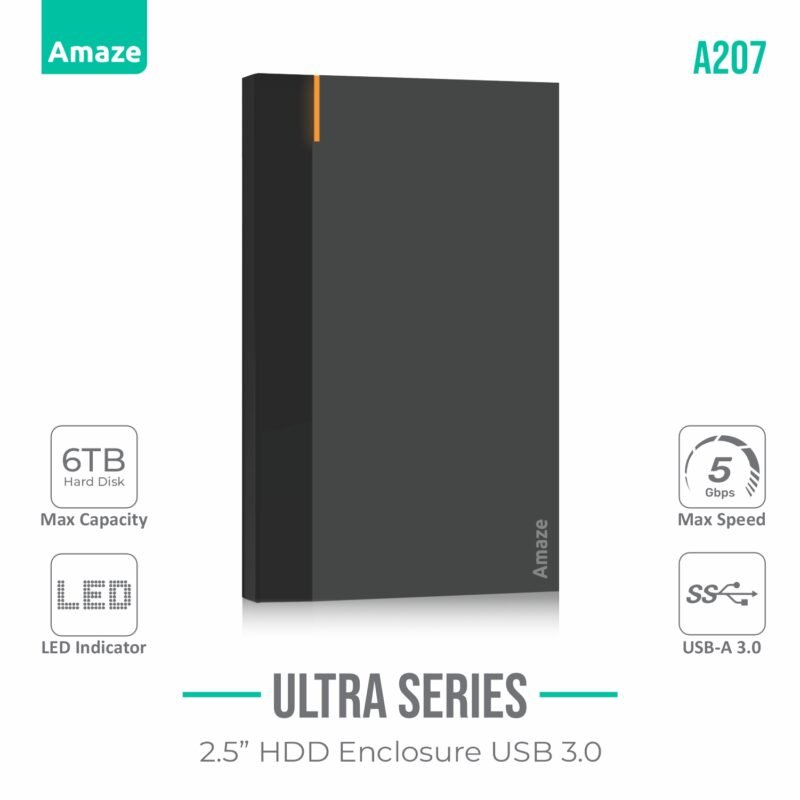 Amaze A207 ULTRA SERIES USB 3.0 2.5" HDD CASE with LED Indicator 6 A207