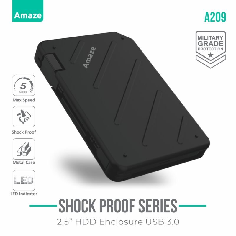 Amaze A209 SHOCK PROOF USB 3.0 2.5" HDD CASE Military Grade Protection with LED Indicator 6 A209