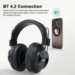 Alternative view of NIA S4000 Wireless BT Over the Ear Hi-Fi Stereo Headphones with Memory Card Player FM Radio Aux In 4 In 1 Headsets