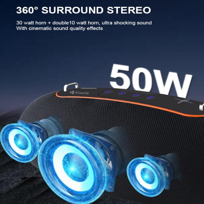 Kisonli K8 50W Powerful Bluetooth Deep Bass Speaker Big Size subwoofer Big Loud Outdoor Speakers 10 Kisonli K8