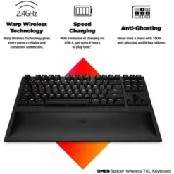 HP Omen Spacer TKL Wireless Gaming Keyboard White and Red Backlit Box Packed 5 Spacer TKL Wireless