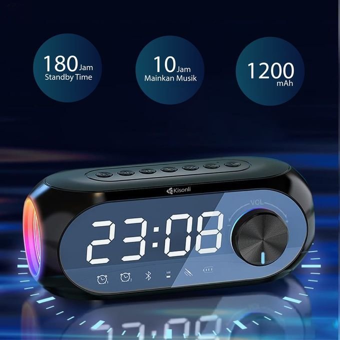Kisonli LP-2S RGB Bluetooth Speaker with Alarm Clock and TF-Card Support - Image 2