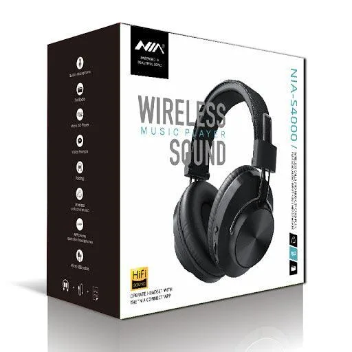 NIA S4000 Wireless BT Over the Ear Hi-Fi Stereo Headphones with Memory Card Player FM Radio Aux In 4 In 1 Headsets 3 NIA S4000 Wireless BT Over the Ear Hi-Fi Stereo Headphones with Memory Card Player FM Radio Aux In 4 In 1 Headsets - Image 3