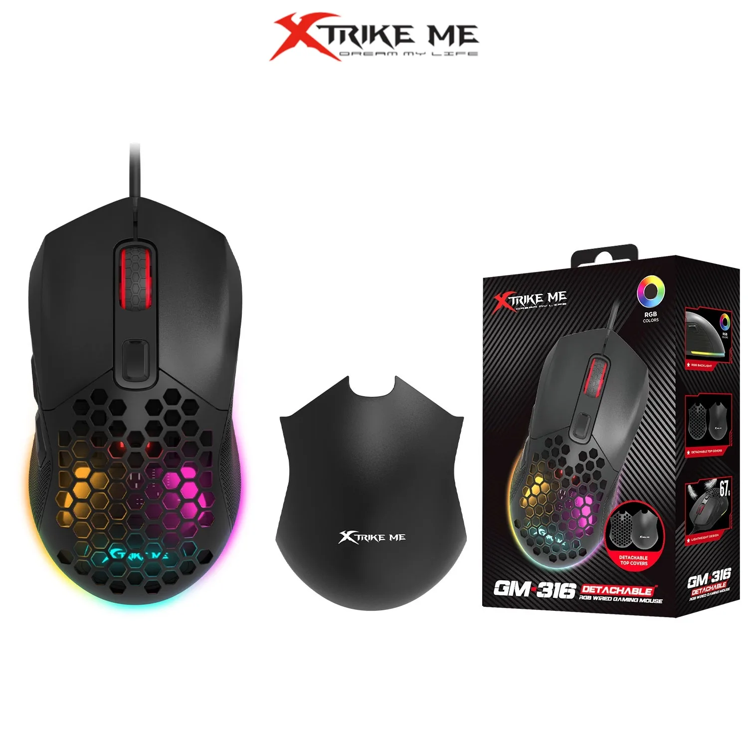 Xtrike Me GM-316 RGB Wired Gaming Mouse 7D USB 7200 DPI Light Weight 67G 1 Xtrike Me GM-316
