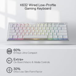 Redragon K632W Horus Mini Wired Mechanical Gaming Keyboard with 61Key Red Switch RGB Low Profile Gaming Mechanical Keyboard - Image 3