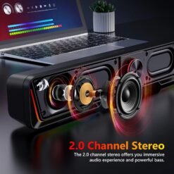Redragon GS570 Darknets RGB Bluetooth Gaming Sound Bar 2.0 Channel with Dual Speakers and Dynamic Lighting - Image 3