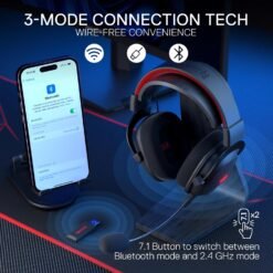 Redragon H510 ZEUS PRO Wireless Gaming Headset Tri-Mode Connectivity 7.1 Surround Sound 53MM Audio Drivers in Memory Foam Ear - Image 3