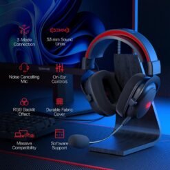 Redragon H510 ZEUS PRO Wireless Gaming Headset Tri-Mode Connectivity 7.1 Surround Sound 53MM Audio Drivers in Memory Foam Ear - Image 4