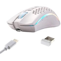 Redragon Storm Pro Wireless RGB Gaming Mouse White 16000 Dpi Ergonomic Programmable for Gamer mice laptop computer Wired and Wirelesses 2in 1 Gaming Mouse M808-KS (Copy) - Image 3