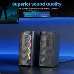 Alternative view of Redragon GS522 CIPHER RGB Computer Wired Gaming Speakers 2.0 Hi-Fi Stereo Sound PC Speaker, 6 Colorful RGB Mode Touch