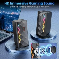 Redragon GS522 CIPHER RGB Computer Wired Gaming Speakers 2.0 Hi-Fi Stereo Sound PC Speaker, 6 Colorful RGB Mode Touch 7 Redragon GS522 CIPHER RGB Computer Wired Gaming Speakers 2.0 Hi-Fi Stereo Sound PC Speaker, 6 Colorful RGB Mode Touch - Image 3