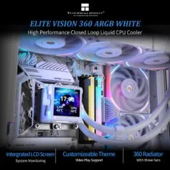 Alternative view of Thermalright Elite Vision 360 ARGB White AIO CPU Liquid Cooler with Customizable IPS LCD Screen with 320*320 Resolution for AM4/AM5/Intel LGA1700/1851