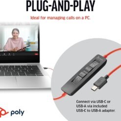 Poly Blackwire 3320 Wired Headset Type-C and USB-A Dual Connectors (Plantronics) for Call Center and Meetings Microphone Boom Hi-fi Stereo for PC and Mac Works with Teams/Zoom 7 Poly Blackwire 3320 Wired Headset Type-C and USB-A Dual Connectors (Plantronics) for Call Center and Meetings Microphone Boom Hi-fi Stereo for PC and Mac Works with Teams/Zoom - Image 3
