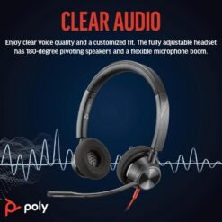 Poly Blackwire 3320 Wired Headset Type-C and USB-A Dual Connectors (Plantronics) for Call Center and Meetings Microphone Boom Hi-fi Stereo for PC and Mac Works with Teams/Zoom 9 Poly Blackwire 3320