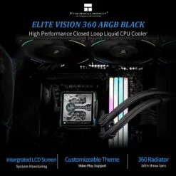 Alternative view of Thermalright Elite Vision 360 ARGB BLACK AIO CPU Liquid Cooler with Customizable IPS LCD Screen with 320*320 Resolution for AM4/AM5/Intel LGA1700/1851