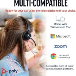 Alternative view of Poly Blackwire 3320 Wired Headset Type-C and USB-A Dual Connectors (Plantronics) for Call Center and Meetings Microphone Boom Hi-fi Stereo for PC and Mac Works with Teams/Zoom