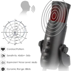 Jmary MC-PW9 USB RGB Microphone for Gaming, Streaming and Recording with Headset Monitoring Port 9 Jmary MC-PW9