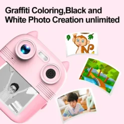 D8s Thermal Printer Camera Children Time Front and Back Rear HD Digital Camera for Kids Thermal Printing Children Digital Camera Instant Print 2.8 inch Display 6 D8s Thermal Printer Camera