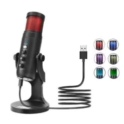 Alternative view of Jmary MC-PW9 USB RGB Microphone for Gaming, Streaming and Recording with Headset Monitoring Port