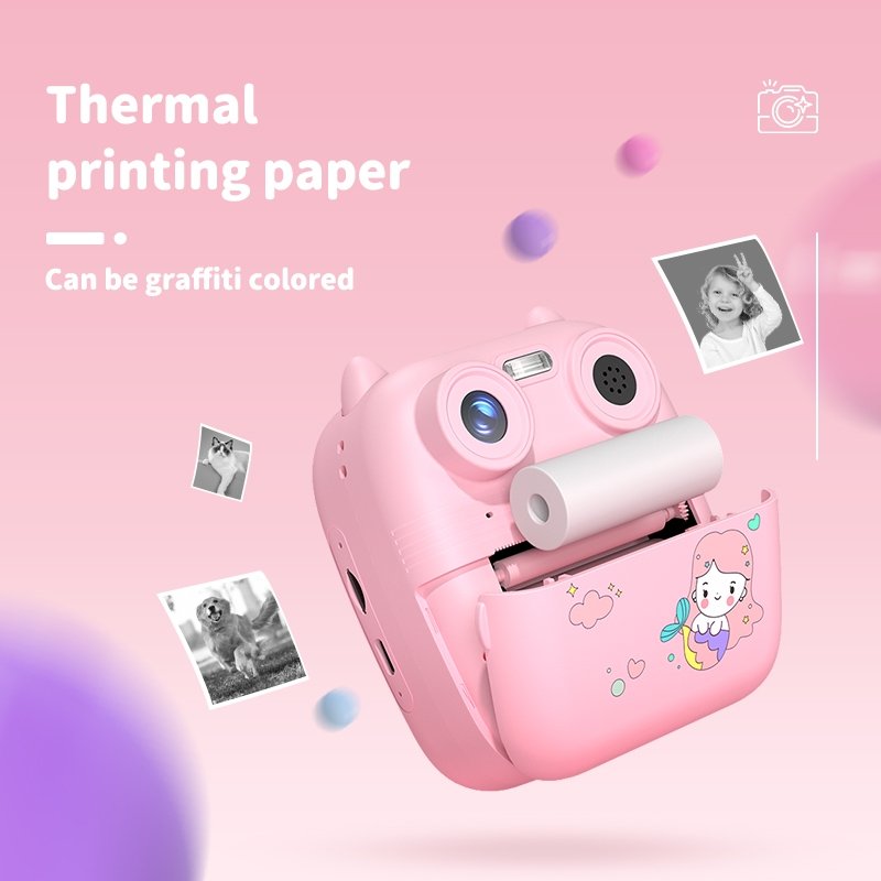 D8s Thermal Printer Camera Children Time Front and Back Rear HD Digital Camera for Kids Thermal Printing Children Digital Camera Instant Print 2.8 inch Display 4 D8s Thermal Printer Camera