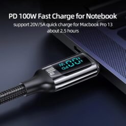 USAMS U78 2M 100W LED Display Type C To Type C 2M Cable PD Fast Charging Charger USB C to USB C Cable for Macbook iPad 10 USAMS U78 2M 100W LED Display Type C To Type C 2M Cable PD Fast Charging Charger USB C to USB C Cable for Macbook iPad - Image 5