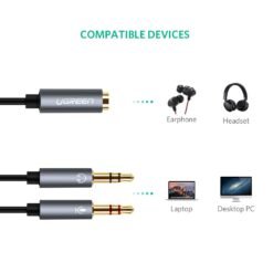 UGREEN 20899 Audio Splitter Dual Male 3.5mm to single Female 3.5mm Audio Splitter Cable Microphone Stereo Jack Earphones Port Cord for Gaming Headset 7 UGREEN 20899 Audio Splitter Dual Male 3.5mm to single Female 3.5mm Audio Splitter Cable Microphone Stereo Jack Earphones Port Cord for Gaming Headset - Image 3