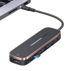 USAMS US-SJ575 6 in1 Type-C Multifunctional HUB with Type-C, HDMI and SD and micro SD Card Reader Support PD 100W 8 USAMS US-SJ575 6 in1 Type-C Multifunctional HUB with Type-C, HDMI and SD and micro SD Card Reader Support PD 100W - Image 4