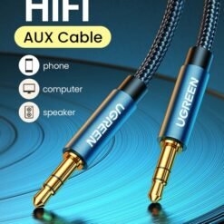 UGREEN 3.5mm Male to Male AUX Audio Cable Braided with Gold-Plated Connectors Blue - Image 4