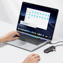 Alternative view of USAMS US-SJ575 6 in1 Type-C Multifunctional HUB with Type-C, HDMI and SD and micro SD Card Reader Support PD 100W