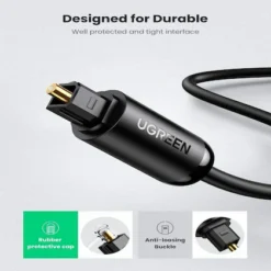 Alternative view of UGREEN AV122 Toslink Optical Audio Cable with flexible PVC jacket and gold-plated connectors
