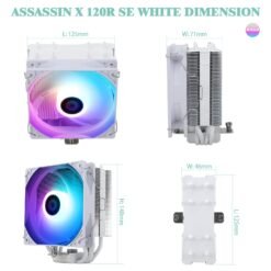 Alternative view of Thermalright Assassin X120 Refined SE White ARGB CPU Air Cooler with 4 Heat pipes and TL-C12C-S PWM Fan, Aluminium Heatsink Cover, AGHP Technology, for AMD AM4/AM5/Intel LGA, 1150/1151/1155/1851/1200/1700
