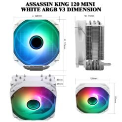 Alternative view of Thermalright Assassin King 120 Mini White ARGB V3 CPU Air Cooler 1500RPM Speed with 5 Heat Pipes and Infinity Mirror ARGB for AMD AM4 AM5&Intel 1700/1150/1151/1200