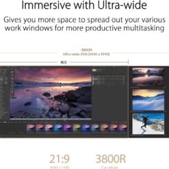 ASUS ProArt Display PA34VCNV 32.1 Inch Curved Professional Monitor IPS, 21:9 3440 x 1440, 3800R Curvature, 100% sRGB / Rec.709, Color Accuracy ΔE < 2, Calman Verified, USB-C Docking PD 96W 10 ASUS ProArt Display PA34VCNV 32.1 Inch Curved Professional Monitor IPS, 21:9 3440 x 1440, 3800R Curvature, 100% sRGB / Rec.709, Color Accuracy ΔE < 2, Calman Verified, USB-C Docking PD 96W - Image 5