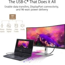 ASUS ProArt Display PA34VCNV 32.1 Inch Curved Professional Monitor IPS, 21:9 3440 x 1440, 3800R Curvature, 100% sRGB / Rec.709, Color Accuracy ΔE < 2, Calman Verified, USB-C Docking PD 96W 9 ASUS ProArt Display PA34VCNV 32.1 Inch Curved Professional Monitor IPS, 21:9 3440 x 1440, 3800R Curvature, 100% sRGB / Rec.709, Color Accuracy ΔE < 2, Calman Verified, USB-C Docking PD 96W - Image 4