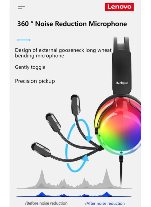 Lenovo ThinkPlus G82B RGB USB Gaming Headphone with 7.1 Surround Sound and Microphone 19 Lenovo ThinkPlus G82B