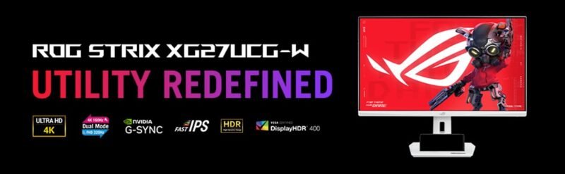 ASUS ROG Strix XG27UCG-W 27 inch 4K HDR USB-C IPS Gaming Monitor 1ms UHD (3840x2160) Dual Mode (4K 160Hz or FHD 320Hz) ELMB Sync, G-SYNC Compatible 18 ASUS ROG Strix XG27UCG-W