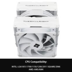 Thermalright Peerless Assassin 140 White CPU Air Cooler with 6 Heat Pipes Heatsink Dual Towers Cooler, Dual PWM Fans with 1500RPM Speed Support Intel 1700/1851/1150/1151/1200;AM4/AM5 7 Thermalright Peerless Assassin 140 White CPU Air Cooler with 6 Heat Pipes Heatsink Dual Towers Cooler, Dual PWM Fans with 1500RPM Speed Support Intel 1700/1851/1150/1151/1200;AM4/AM5 - Image 3