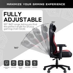 Anda Seat Luna Large Gaming Chair Black and Red for Adults Ergonomic Reclining Video Game Chairs, PVC Leather Heavy Duty Neck & Back Lumbar Support 11 Anda Seat Luna Large Gaming Chair Black and Red for Adults Ergonomic Reclining Video Game Chairs, PVC Leather Heavy Duty Neck & Back Lumbar Support - Image 5