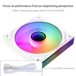 Thermalright TL-M12W-S 120mm ARGB PC Case Fan with 1500RPM Quiet 4pin PWM PC Fan, for S-FDB Bearing with Infinite Mirrors on Both Sides 10 Thermalright TL-M12W-S 120mm ARGB PC Case Fan with 1500RPM Quiet 4pin PWM PC Fan, for S-FDB Bearing with Infinite Mirrors on Both Sides - Image 5